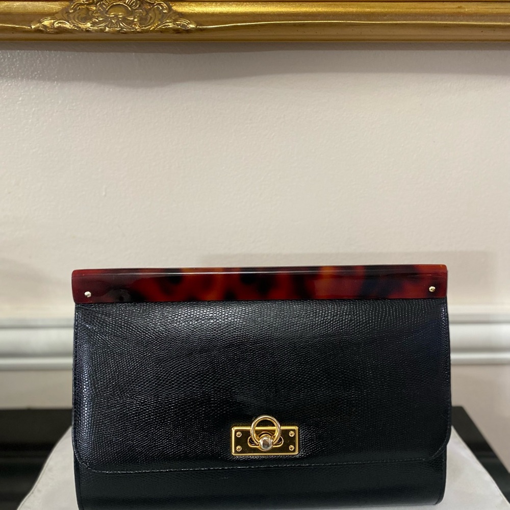 Jennifer Moore Black and Tortoiseshell Clutch